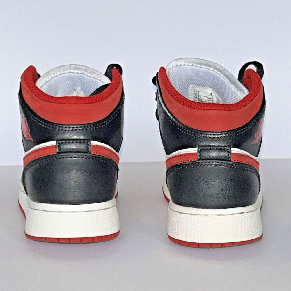 Nike Air Jordan 1 Mid Gym 5Y Big Kid White Black Red - Picture 7 of 16